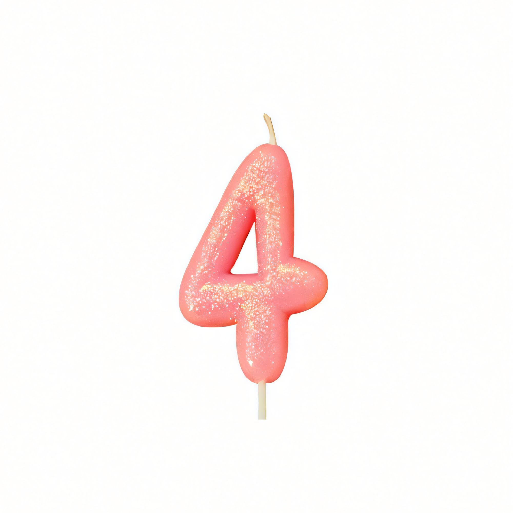 Anniversary House Metallic Colourful Pink Glitter Number 4 Cake Candle for Birthday and Anniversary Decorations - Elegant Birthday Candle for Cake - Stylish Silver Number Candle Topper 7 cm