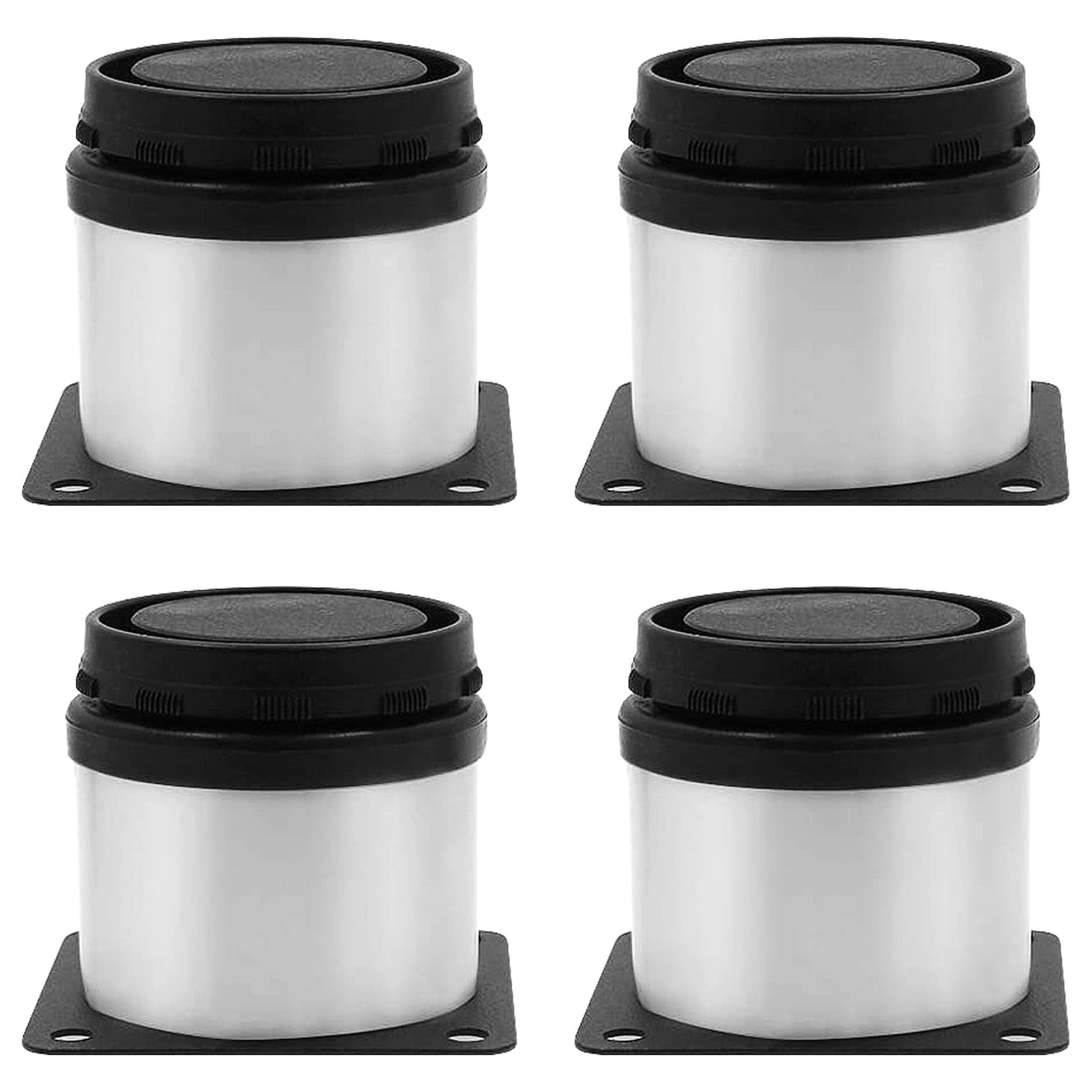 Cjueiom 4Pcs Stainless Steel Adjustable Square Round Furniture Legs, 50mm / 2 Inch Height Chrome Bed Legs Kitchen Cabinet Feet for Cupboards, Sofas, Coffee Tables, Worktops, Wardrobes, Silver & Black