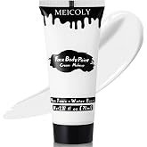 MEICOLY White Cream Face Body Paint,2.37Oz Large Tube Clown White Makeup,Water Based Full Body Paint for Adults and Kids,Halloween SFX Skull Joker Zombie Vampire Skeleton Goth Cosplay Mime Makeup
