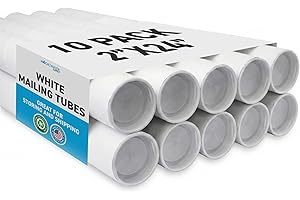 MagicWater Supply Mailing Tube 2 in x 24 in White - 10 Pack - for Shipping and Storage of Posters, Arts, Crafts, and Documents