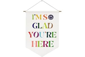 NEXIHOO I'm So Glad You're Here-Wall Hanging,Classroom Decor,Teacher Must Haves,Cute Tapestry,Classroom Must Haves,Classroom Posters,Kids Room Decor,Kids Wall Sign Decor Gift