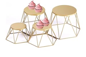 MinWadil Set of 4 Modern Brass Dome Food Display Risers for Cupcakes, Pizza, Plants