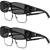 PUBOWT Polarized Fit Over Glasses Sunglasses for Men Women Driving Square Wrap Around Shades UV Protection Sun Eyewear PT2006