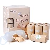 USBOO Disposable Diaper Bags, Thick Unscented, 8 Refill Rolls / 120 Bags | Leak-Proof Diaper Bags with Dispenser, Ideal for Home &amp; On-the-Go, Soiled Diapers &amp; Pet Waste, Unscented