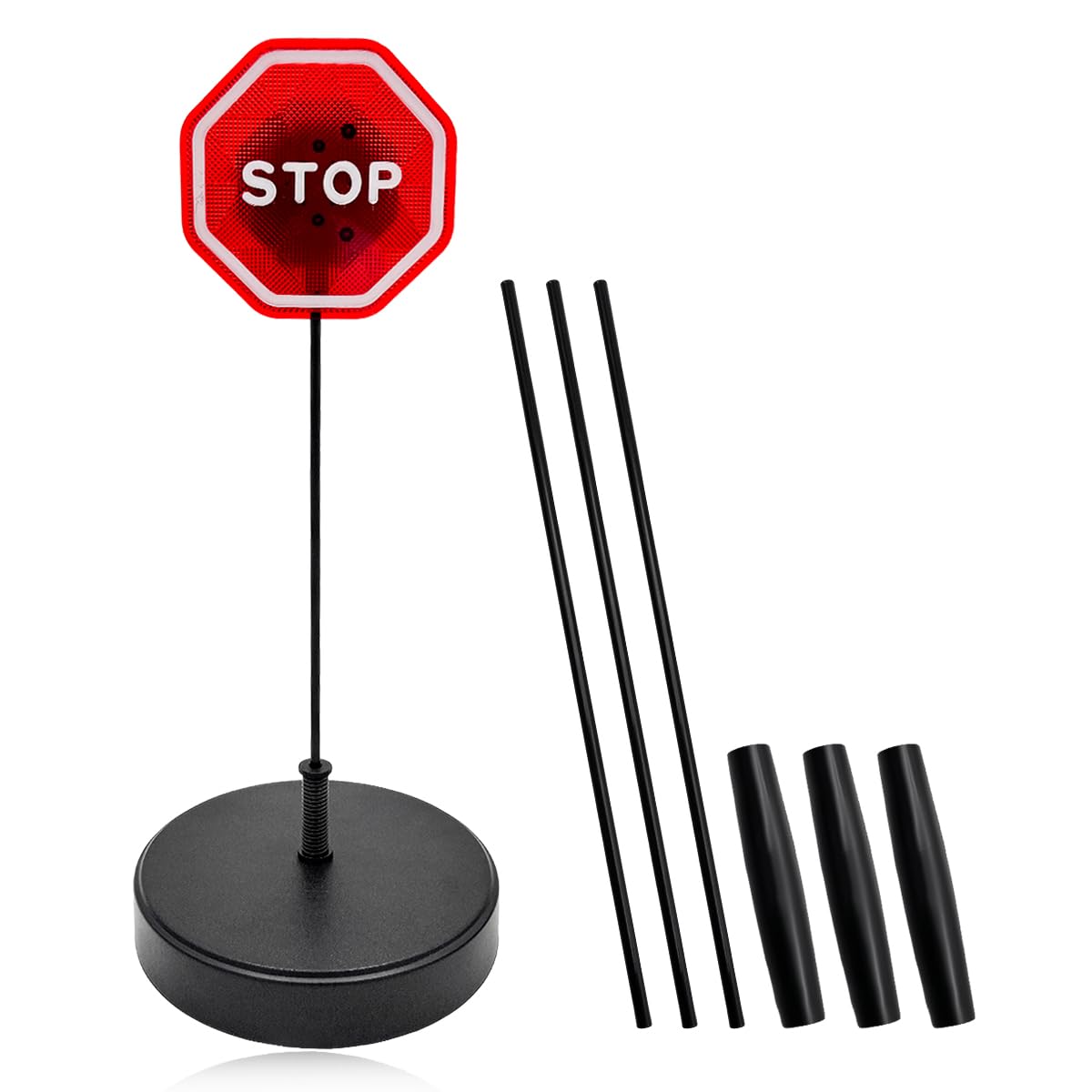 Photo 1 of povtii Warning Parking Signs, ABS Intelligent Garage Flashing Safety Parking Signs, Adjustable Flashing LED Lighted Parking Warning Sign with Poles, Universal Car Accessories