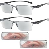 AQOYNQ 2PCS Auto Focus Glasses Self Adjusting, Intelligent Dual Focus Smart Reading Glasses for Women &amp; Men, Automatic Zoom Anti-Blue Light Presbyopia Glasses (Grey)