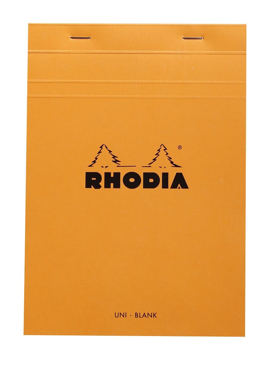 RHODIA 16000C - Stapled Notepad N°16 Orange - A5 - 80 Detachable Sheets - Plain White Clairefontaine Paper 80 g/m - Soft, Resistant and Waterproof Coated Card Cover - Basics