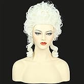 karlery Adult Women Short Blonde Curly Wig Queen Colonial Funny Beehive Wig Heat Resistant Synthetic Fiber Soft Breathable Cosplay Halloween Costume Party Wig