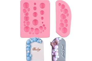 ICOCONG Hemispherical Pearl Ball Fondant Molds 2pcs, Heart Shape Bubble Cake Decorating Chocolate Silicone Molds for Cupcake Toppers, Desserts, Marzipan, Candy, Sugar Craft, Bath Bombs, Clay, Resin, Soap