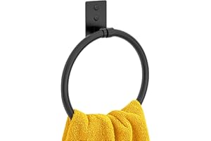 CHJGROUP Towel Ring, Black Hand Towel Holder for Bathroom Wall, Rustproof Bathroom Towel Holder, Round Towel Hanger, Towel Rack for Bathroom, Kitchen