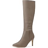 Allegra K Women's Pointed Toe Stiletto Heels Taupe Knee High Boot 8 M US