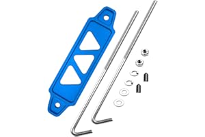 ARONOVA Battery Hold Down Sets for Honda Civic/CRV/S2000/Acura Integra,With Billet Aluminum Battery Tie Down Bracket And 18-8(304) Stainless Steel J bolts (Blue)