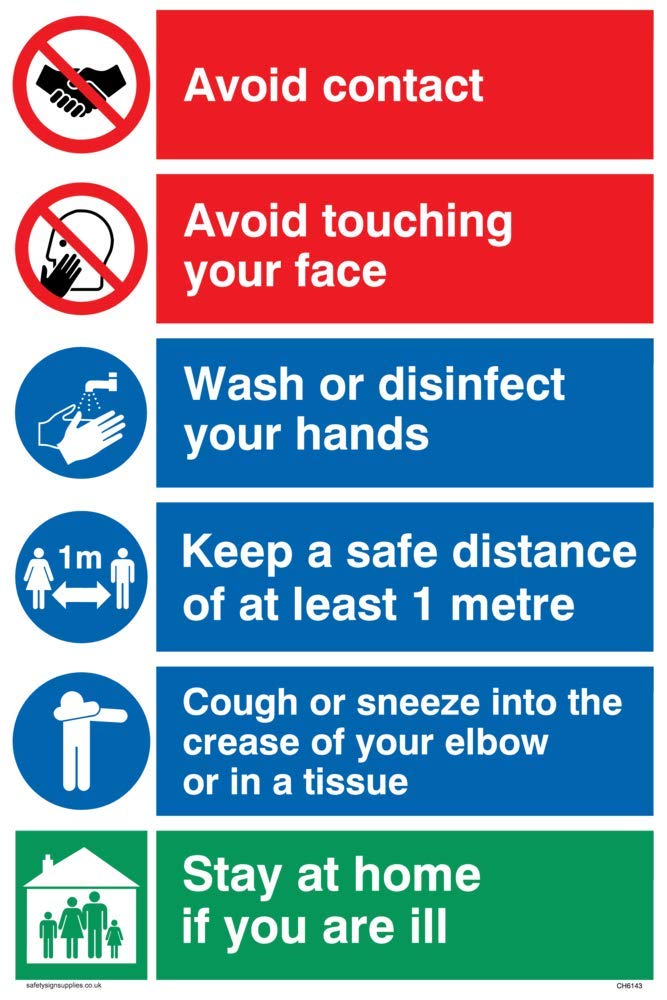 Covid 19 multi sign - 1 metre