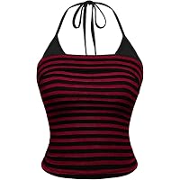 thumbnail image 2 of SOLY HUX Women's Y2k Striped Button Up Crop Tube Top 2 of 11