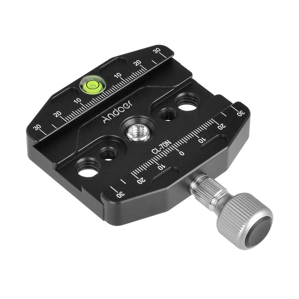 Andoer 70mm Quick Release Plate Clamp 1/4 3/8inch Thread for Manfrotto 410 for Arca Swiss Tripod Ballhead Quick Release Plate