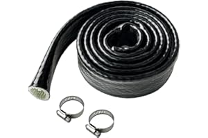 YAMAKATO 1" ID Heat Shielded Fire Thermo Armor Fire Sleeve Silicone Coated Fiberglass Heat Protection for Automotive Hose Lines & Electrical Wiring (Black, 3FT
