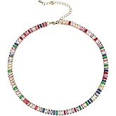 FANZE Sparkly Tennis Necklaces for Women Cubic Zirconia Gold Plated Choker Necklace Dainty Jewelry Gifts for Holiday Wedding Party Prom Valentines Day