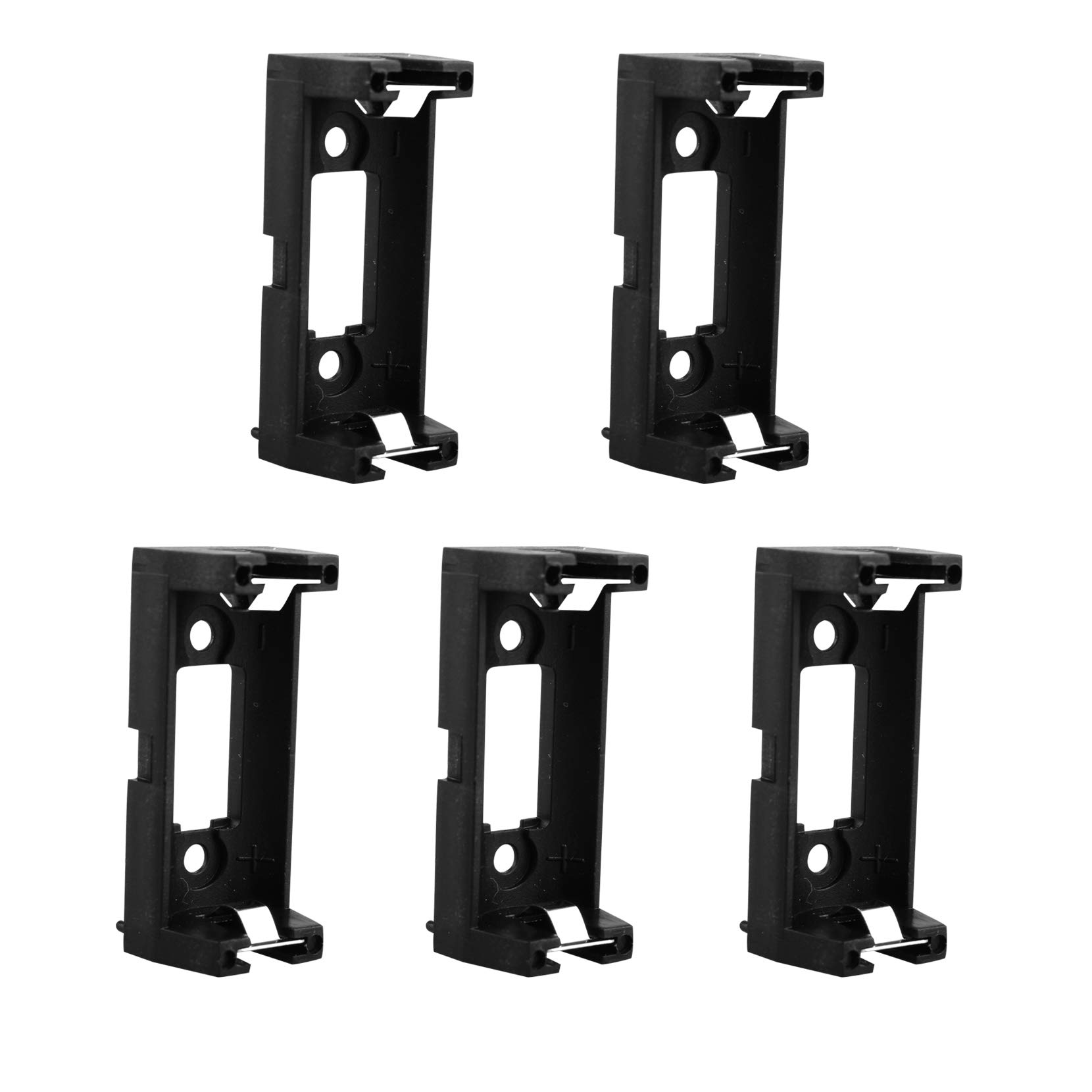 HALJIA 5Pcs Plug-in Type CR123A CR123 Battery Holder Socket Box Clip Case w PCB Solder Black