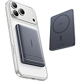 Baseus Picogo Power Bank, Smallest Qi2 Certified 15W MagSafe Portable Charger, 0.5" Ultra Slim 5000mAh Magnetic Battery Pack with Stand, Alloy Wireless Charger for iPhone 17 Pro Max/17 Air/16 Series