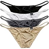 COMLIFE Men's Cheeky See-Through Ice Silk Briefs Sexy Low Waisted Raised Pouch Triangle Panty