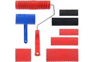 QYINXIU Wood Grain Rollers Tool Set, Wood Grain Roller Painting Tool with Handle, Rubber Graining Tool, Paint Graining Tool C