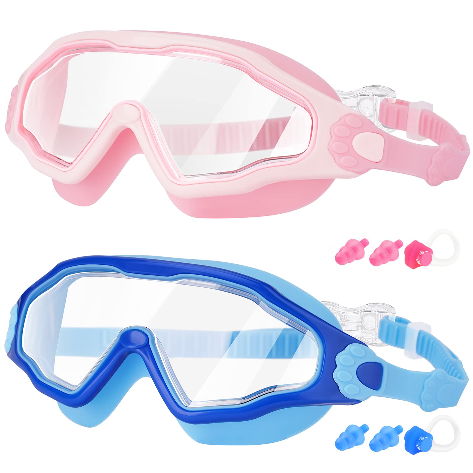 EasYoung Kids Swimming Goggles - 2 Pack for Boys Girls Junior Children Age 6-14, Quick Release Strap Anti-Leak for Child