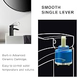 Hapilife Black Basin Mixer Tap Waterfall Monobloc 1 Hole G1/2 Hoses view 4