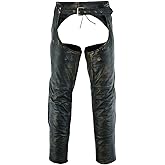 GARGOYLE BELLS Premium Motorcycle Leather Chaps for Men and Women, Genuine Leather Zipped Cowboy Motorcycle Chaps
