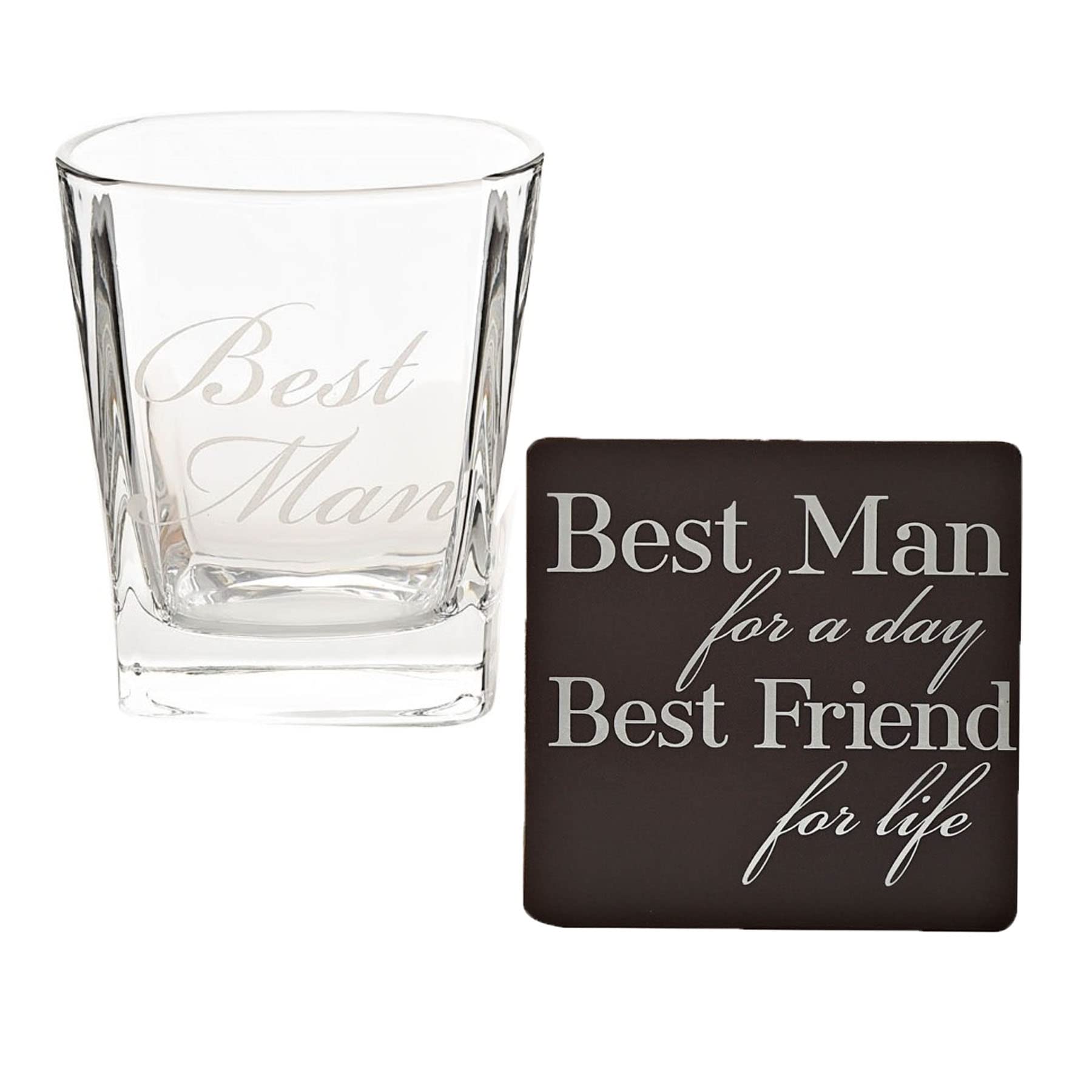 Whisky Glass & Coaster Set - Wedding Day Boxed Thank You - Best Man 7282
