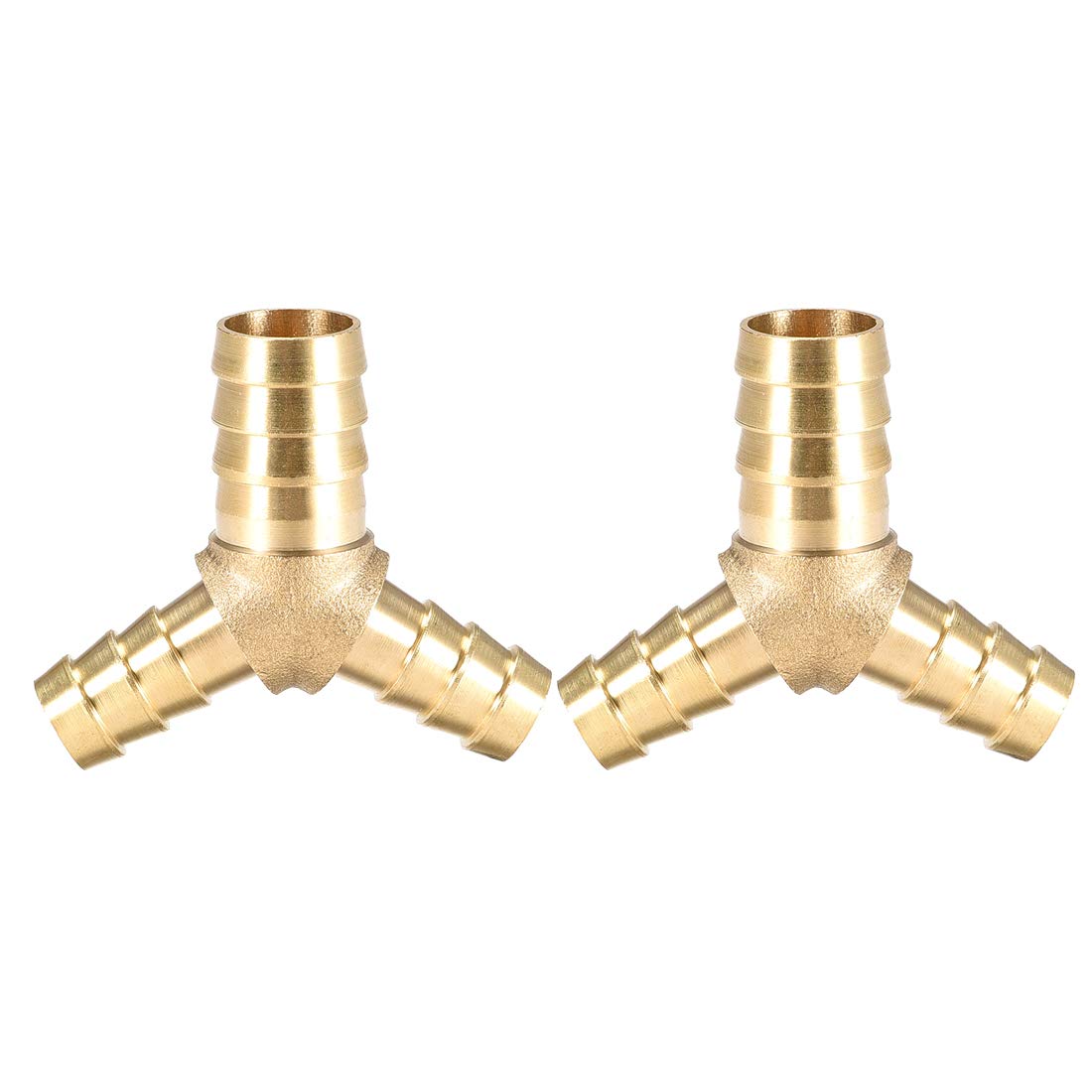 sourcing map Tee Brass Barb Fitting Reducer Y Shape 3 Way Fit Hose ID 16mm x 12mm x 12mm 2pcs