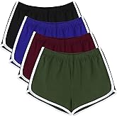 URATOT 4 Pack Yoga Short Pants Cotton Sports Shorts Gym Dance Lounge Shorts Dolphin Running Athletic Shorts for Women