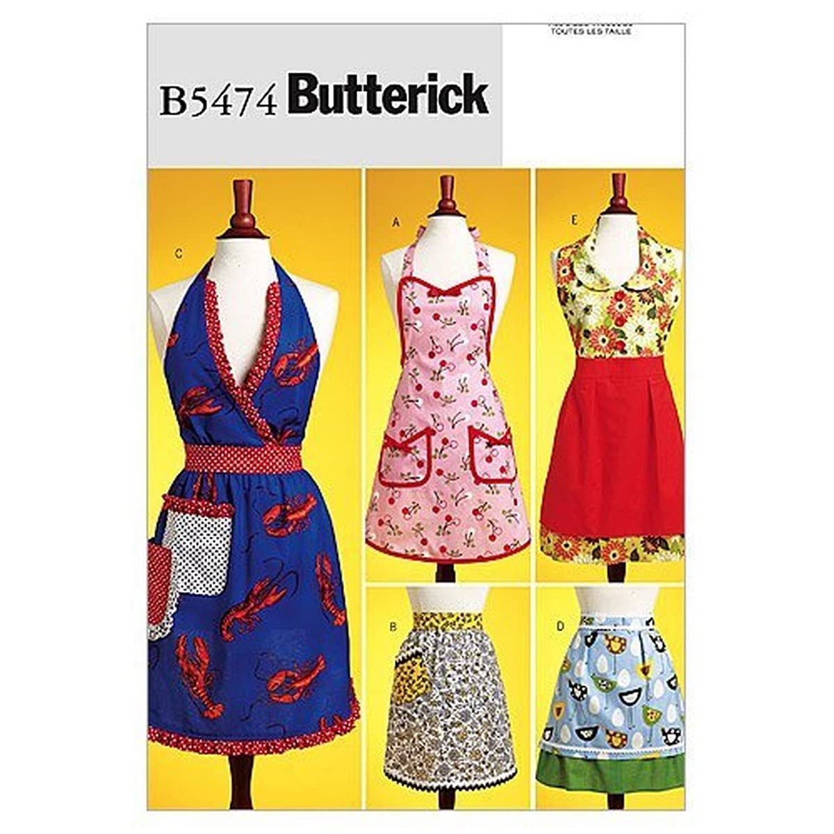 Butterick Patterns B5474 All Sizes, Aprons, Pack of 1, White