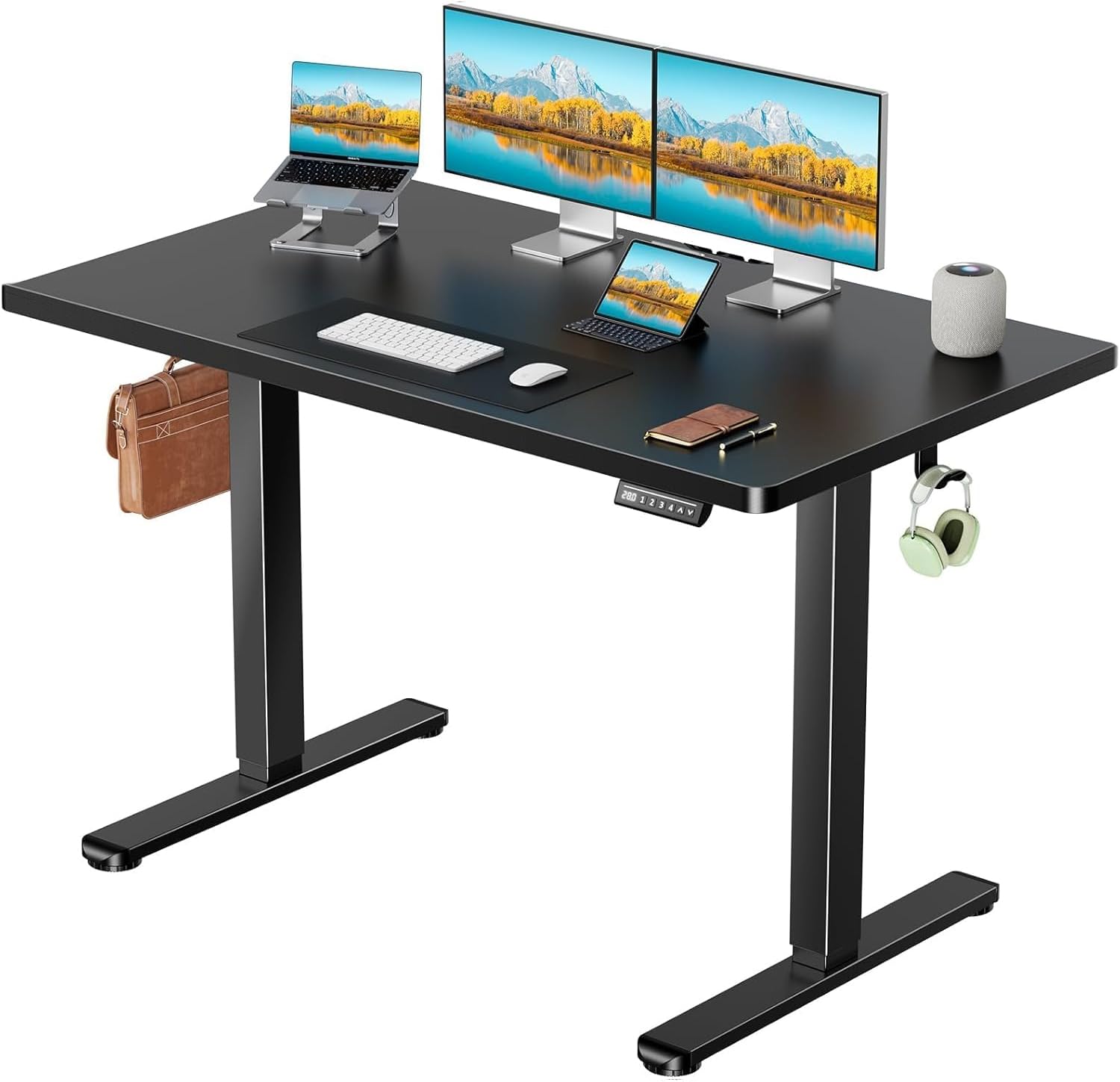 Photo 1 of Marsail Electric Standing Desk with One-Piece Desktop,63 x 30 inch Height Adjustable Office Gaming Computer Desk with Deeper Tabletop,Home Office Stand up Desk with 4 Memory Presets, table for Bedroom