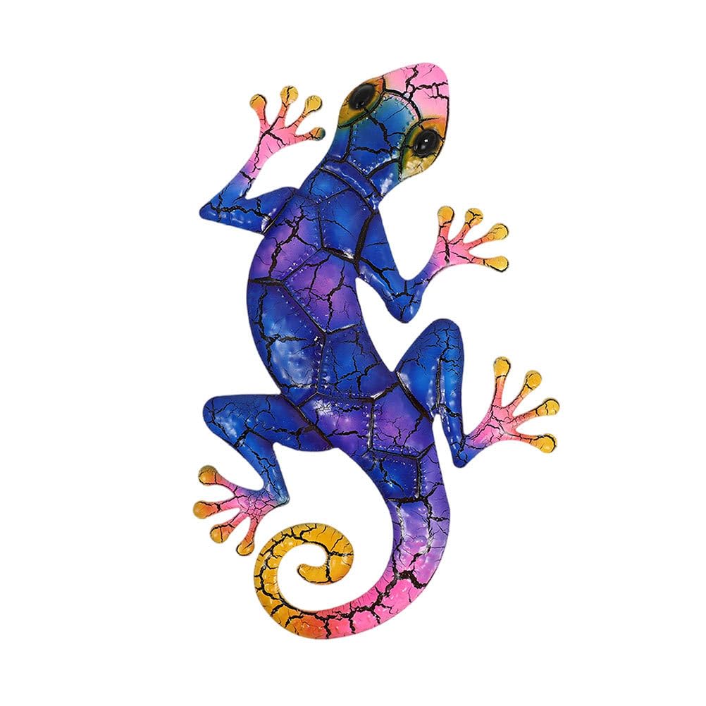 HANABASS 1pc Metal Gecko Wall Decor, Lizard Art Wall Decorations, Fence Sculpture Hanging, Home Wall Animal Statue Ornament Garden Decorations Outdoor for Backyard Garden Balcony Fence Wall Decor