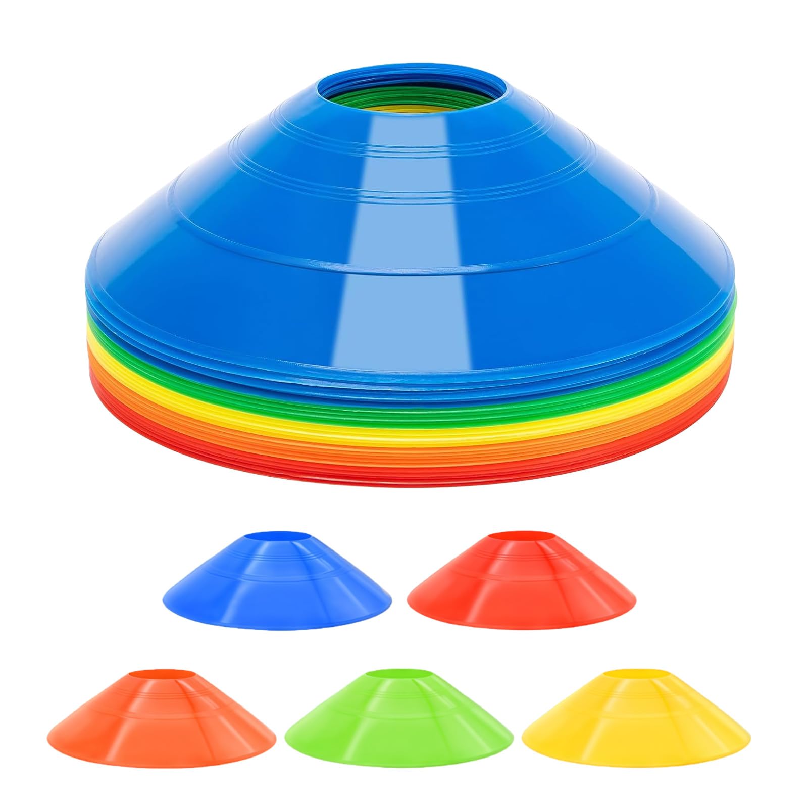 QUUPY 20PCS Football Training Sign Disc Obstacle Safety Football Training Cone Agility Dish Cone Set for Outdoor Sports Space Marker