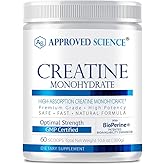 Approved Science Creatine Monohydrate Powder – with BioPerine – Supports Strength, Lean Muscle & Recovery – 5g Per Serving – Unflavored Creatine Powder – Non-GMO, Vegan – 60 Servings