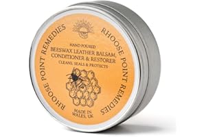 RHOOSE POINT REMEDIES Beeswax Leather Conditioner Restorer & Polish - Hand Poured British Beeswax Balsam CLEANS SEALS and PROTECTS Handcrafted in Wales UK Rich Natural Leather Conditioner and Leather Restorer 3.50 Fl Oz
