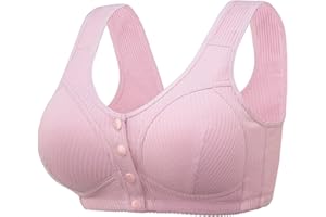 MFNDVD Daisy Front Button Closure Bras for Women Full Coverage Wireless Bras with Support and Lift Comfy Bras for Seniors