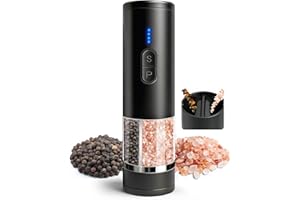 Aotto 2-in-1 Electric Salt and Pepper Grinder Set, USB-C Rechargeable Automatic Salt and Pepper Mills, Refillable Spice Shake