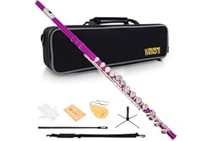 YANASON Pink C Flute Closed Hole 16 Keys Flute Nickel-Plated for Beginner, Student and Professionals with Carrying case, Metal stand, Gloves, Tuning Rod, Cleaning kit(Pink)