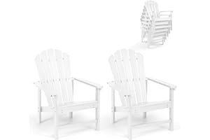 Mguio Adirondack Chairs Set of 2, Stackable Adirondack Chair for Relaxing, Composite Adirondack Chairs, Outdoor Fire Pit Chairs Set of 2 for Lawn Porch Deck