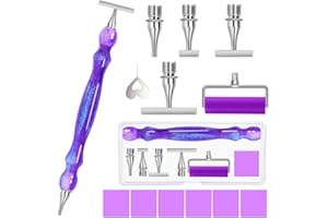 Praise V Do Thin Version Stainless Steel Diamond Painting Art Drilling Pen Kit with Screw Silver Metal Tips Nib Placer Roller Tool Accessories, Ergonomic Diamond Art Pen for 5D Diamond Paint Bead Dot