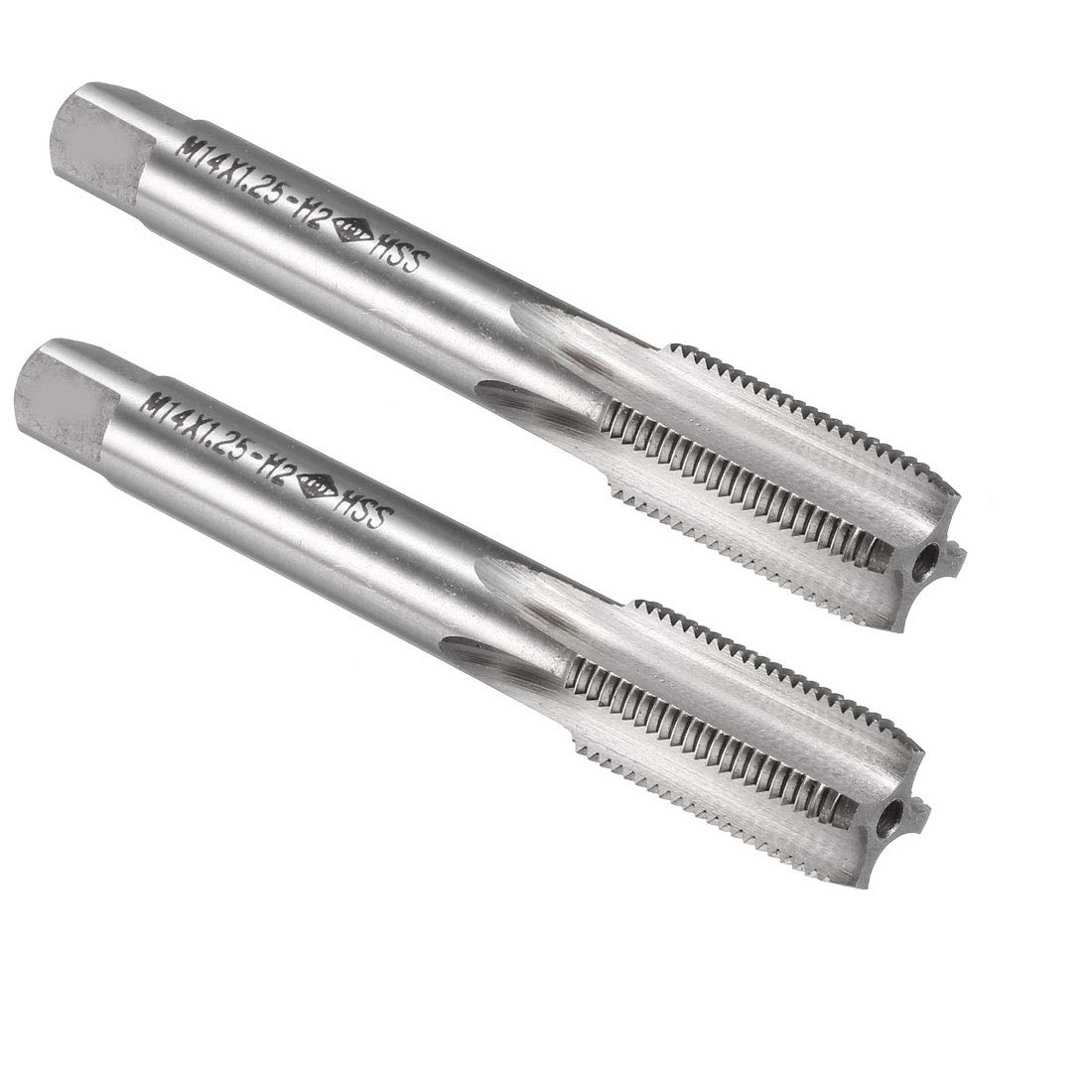 sourcing map Metric Machine Thread Tap M1x 1.25 H2 High Speed Steel Straight Flutes Screw Tapping Threading Machinist Repair DIY Tool 2pcs