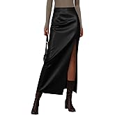 PRETTYGARDEN Womens Faux Leather Skirts 2026 Fall Fashion Bodycon High Waisted Slit Work Office Winter Maxi Long Pencil Skirt