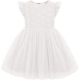 Arshiner Toddler Lace Tutu Dresses Ruffle Sleeve 3 Layers Tulle Flower Wedding Birthday Summer Little Girls Dress