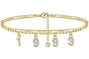 ink2055 Birth Number 1970-2014 Adjustable Anklet Chain Birthday Jewelry Gift Bracelet,Ankle Bracelets for Women Teen Girls Beach Jewelry Gifts