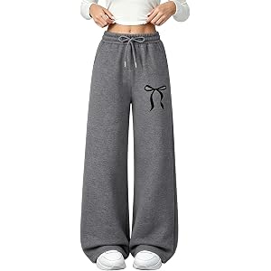 Teen Girl Cute Bowknot Baggy Sweatpants Kids Straight Leg Joggers Size 9-16 | Cotton blend fabric, Elastic drawstring waist,