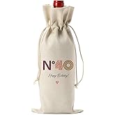 Happy 40th Birthday Party Decorations Woman Man, Cool 40th Birthday Gifts Women Men Wine Bag, Unique 40 Year Old Birthday Gifts for Women Men Wine Bags, N 40 Happy Birthday Wine Bag
