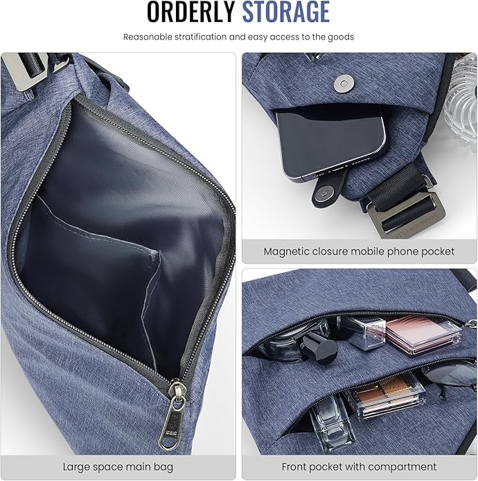 Condition photo showing New/Like New for wander plus® anti theft crossbody travel bag for women men, multi-pocket crossbody bag, slim sling b