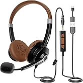 Arama USB Headset with Mic for PC, USB-C/A &amp; 3.5mm Jack | Noise-canceling mic, Plug-and-play,Comfortable lightweight design, Stereo sound，Wide compatibility with pc/phones/tablets
